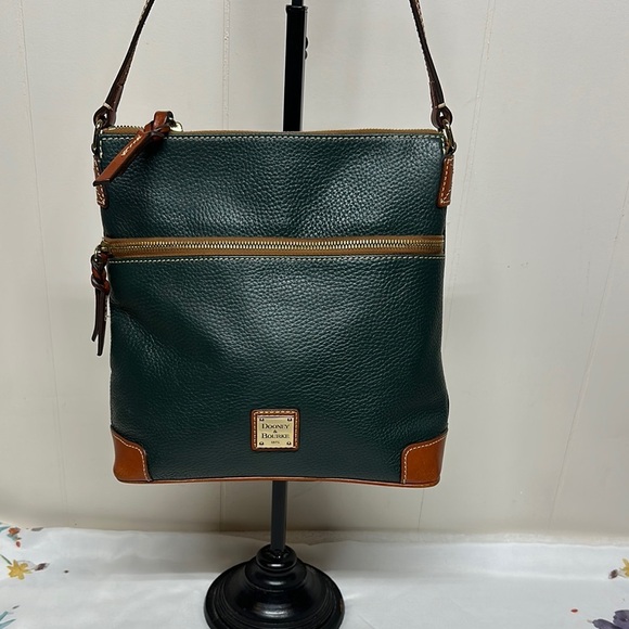 Dooney & Bourke Green and Brown Shoulder Bag with Leather Accents - Picture 1 of 16